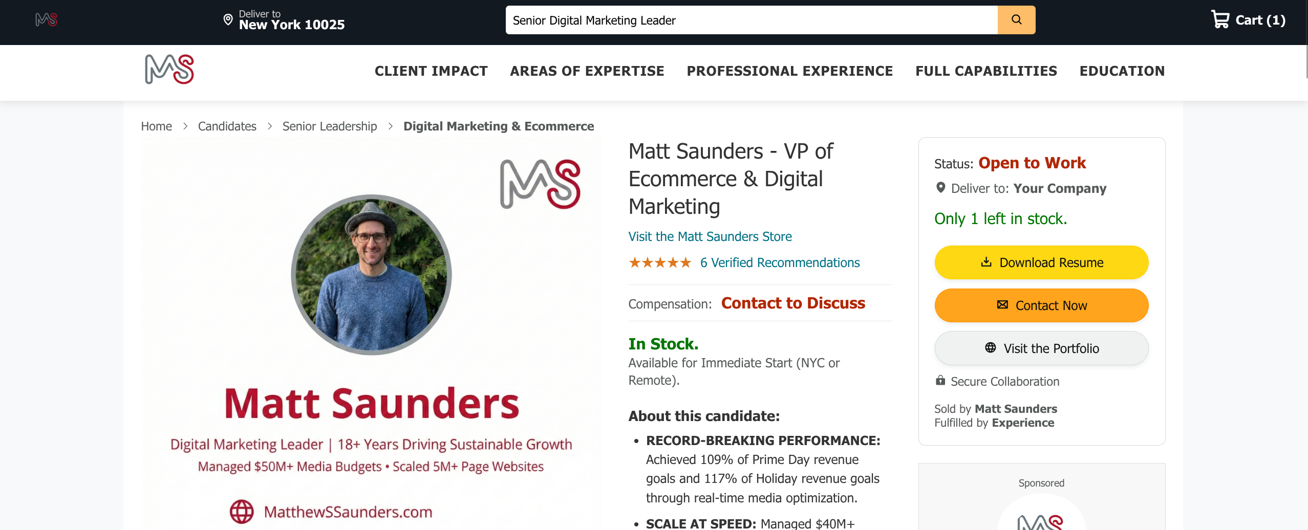 E-Commerce Resume